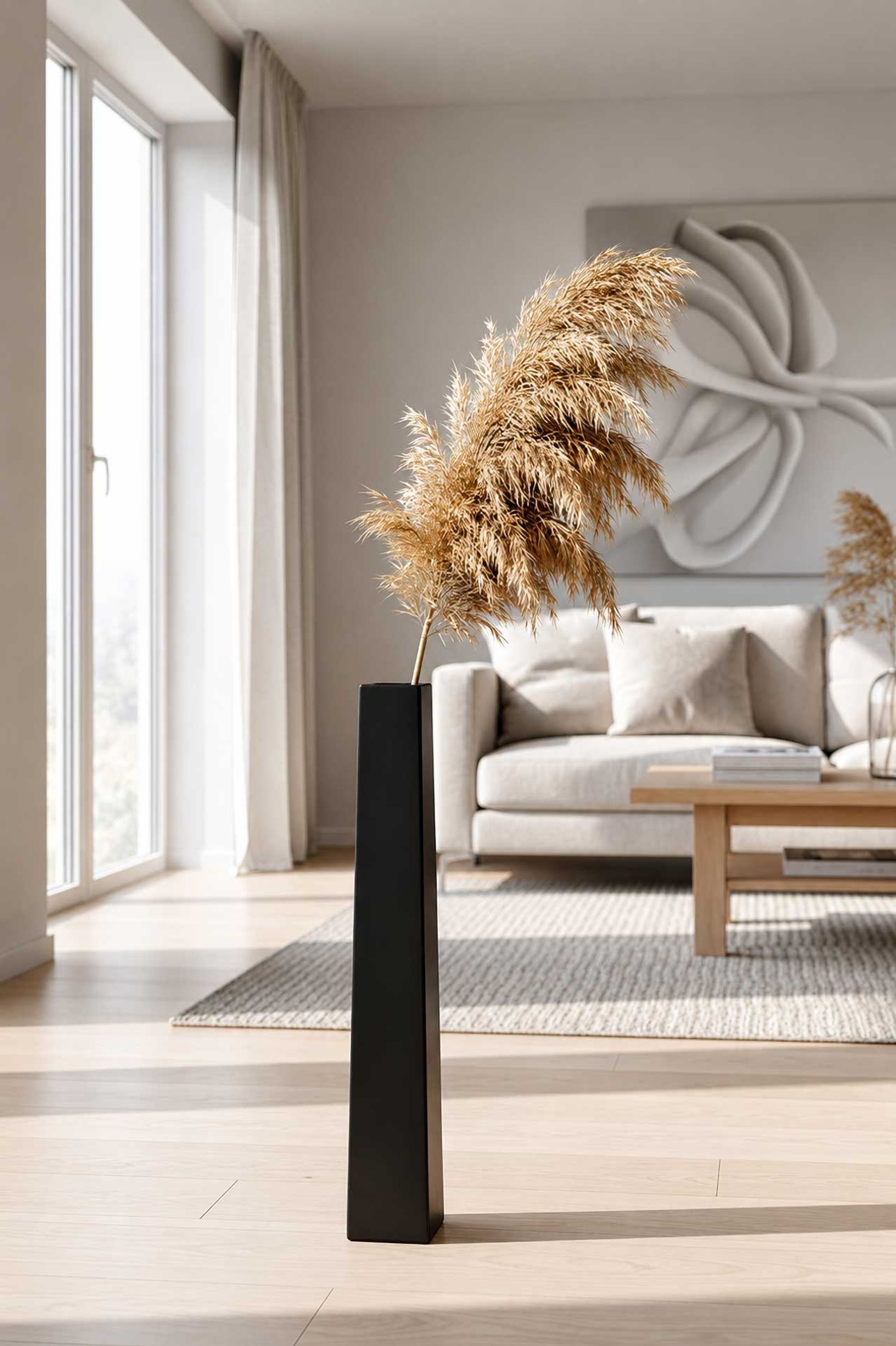 Bodenvase Standvase Fiberglas Schwarz Matt OBELISK