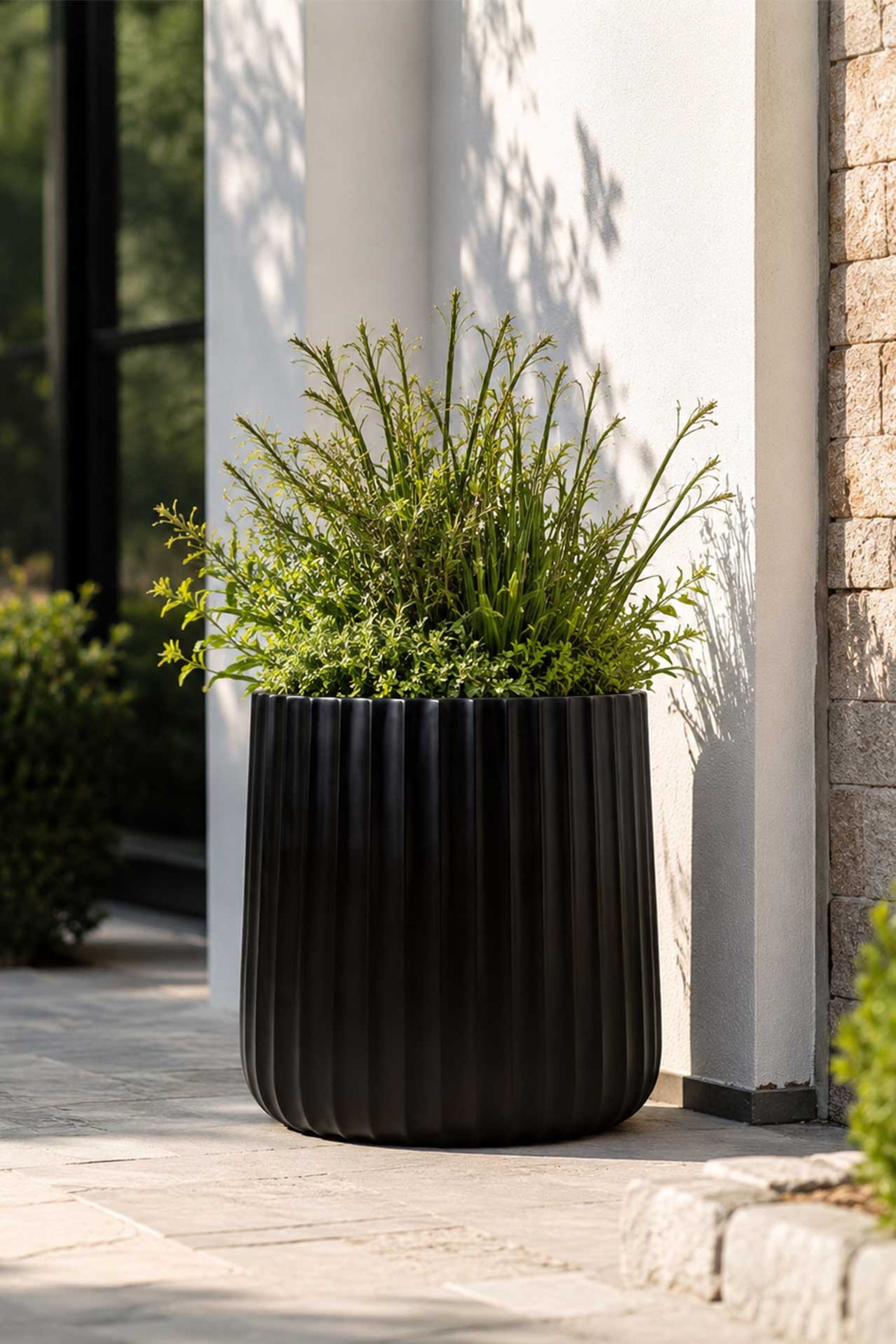Blumentopf VEKRA ARC Fiberglas 38x40 cm Schwarz