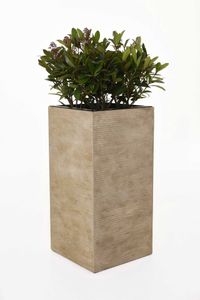Pflanzkübel Blumenkübel Fiberglas "Block" Säule, Beige gestreift