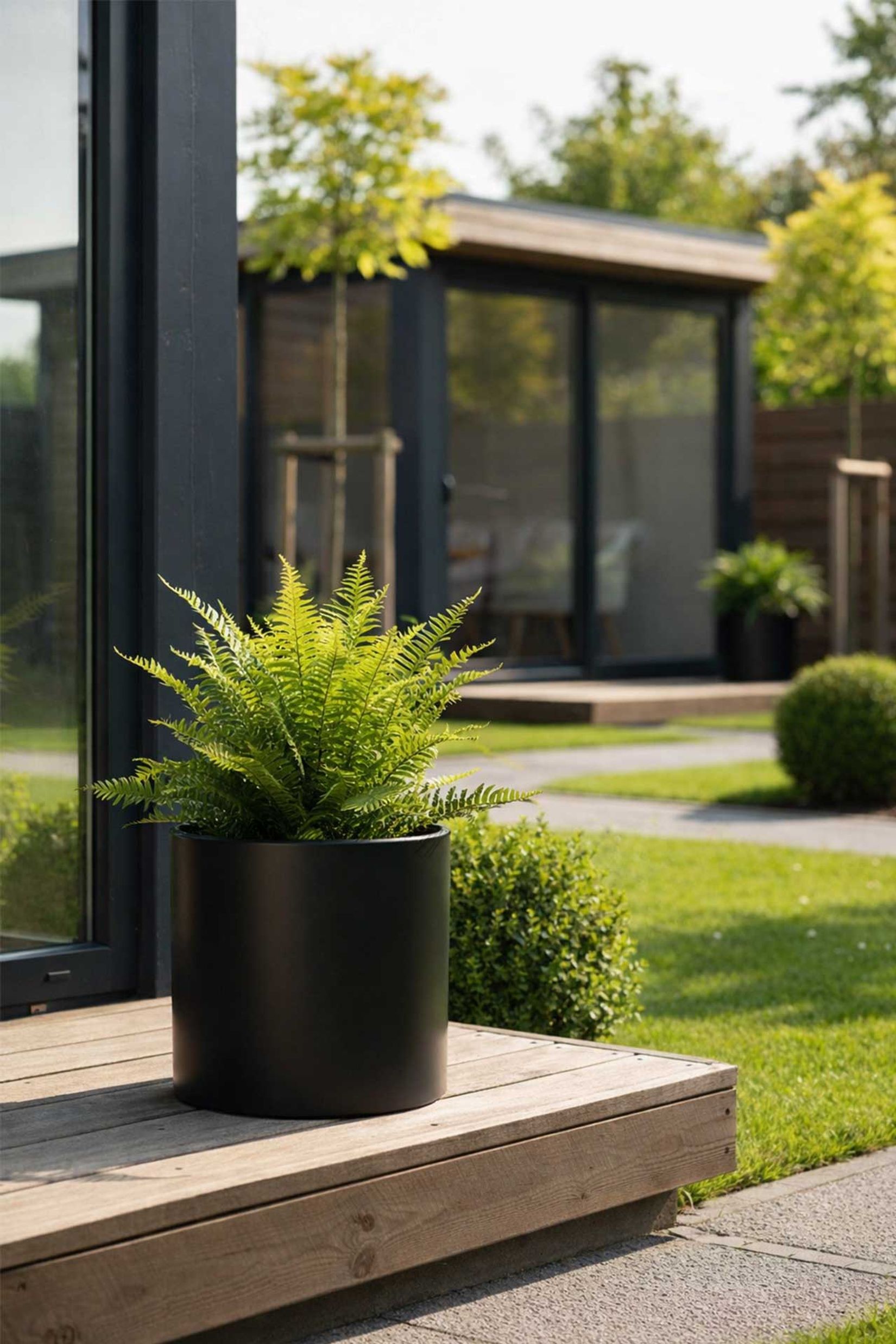 Pflanzkübel Blumentopf rund Aluminium NEW RONDO schwarz matt