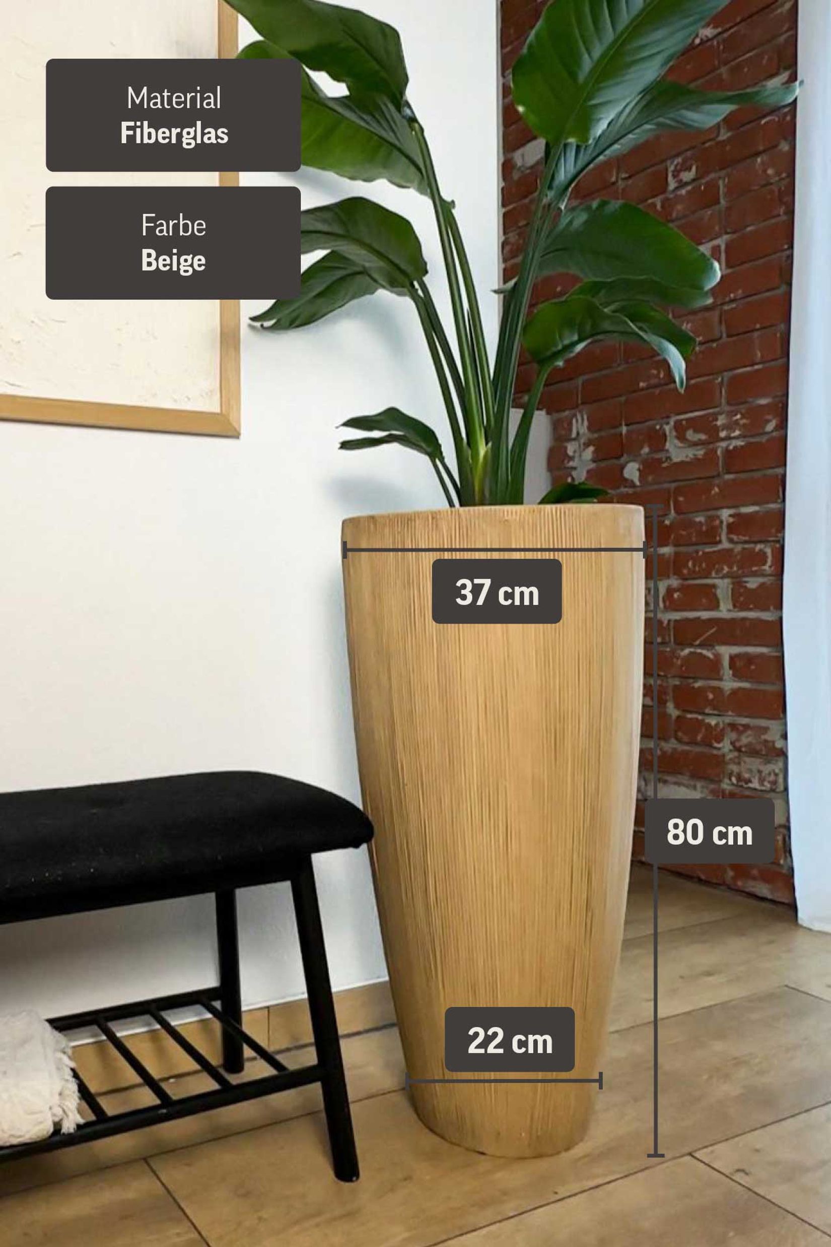 Exklusiver Pflanzkübel Fiberglas "City", Beige Geriffelt Exklusiver Pflanzkübel Fiberglas "City", Beige Geriffelt