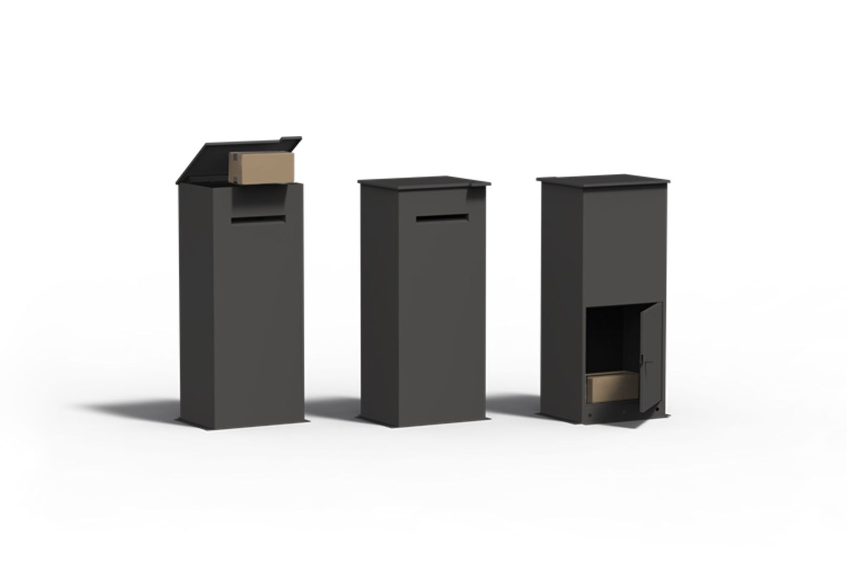 Standbriefkasten Paketkasten Design Postbox Aluminium Schwarzgrau MICO