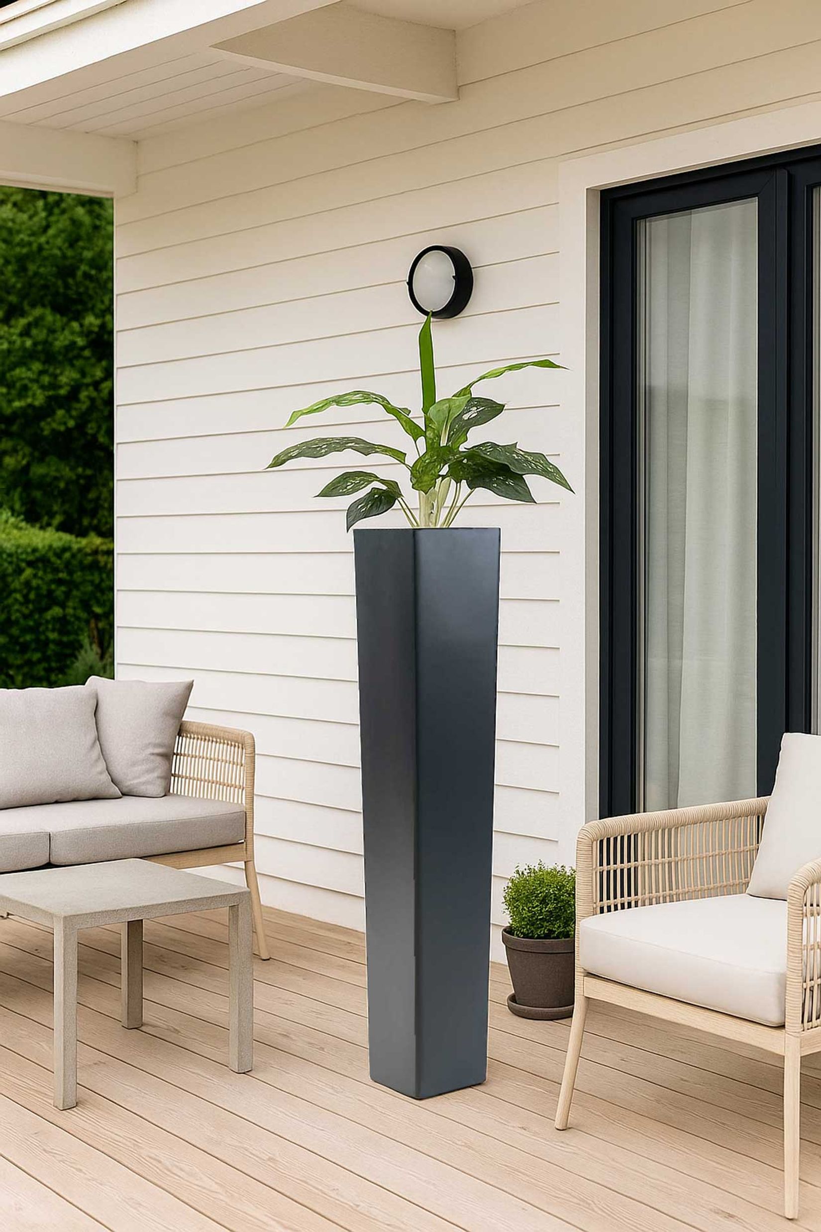Pflanzkübel Blumenkübel Fiberglas ALTEZA anthrazit 