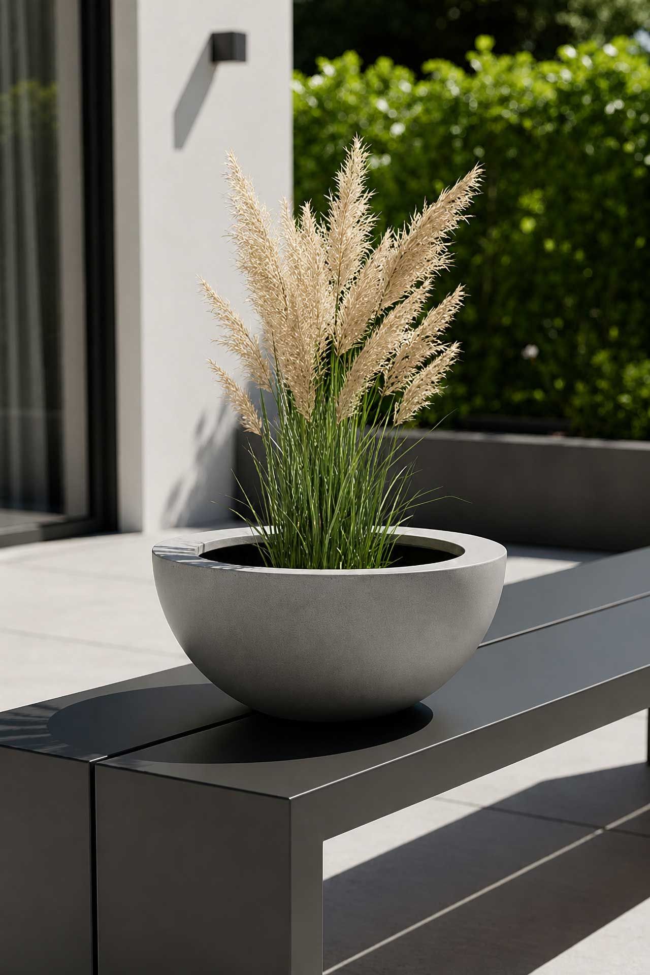 Dekoschale Schale Pflanzschale CUENCO Fiberglas Grau | 130510312139