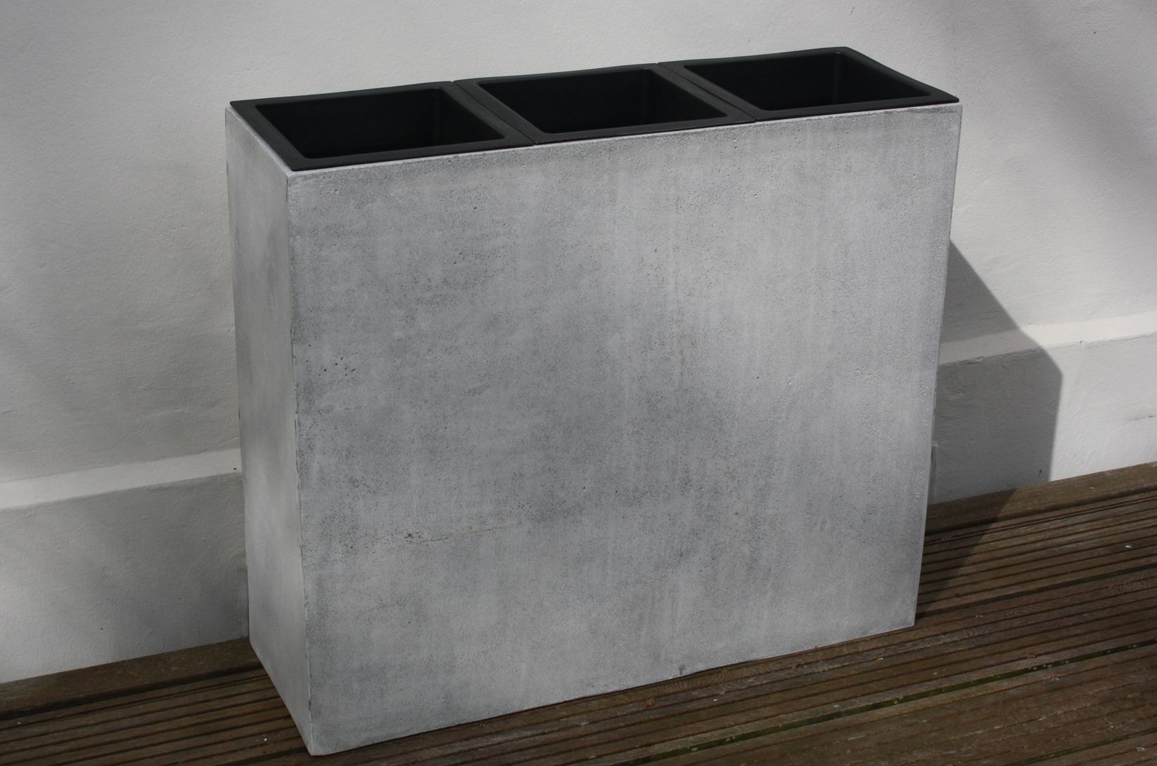 Pflanzkübel Raumteiler Fiberglas "Elemento", Beton-Design, Grau