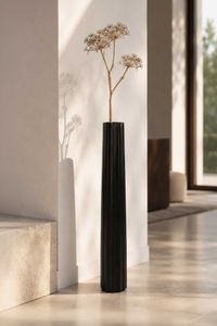 Bodenvase ALGOLIA Fiberglas 12x80 cm Schwarz