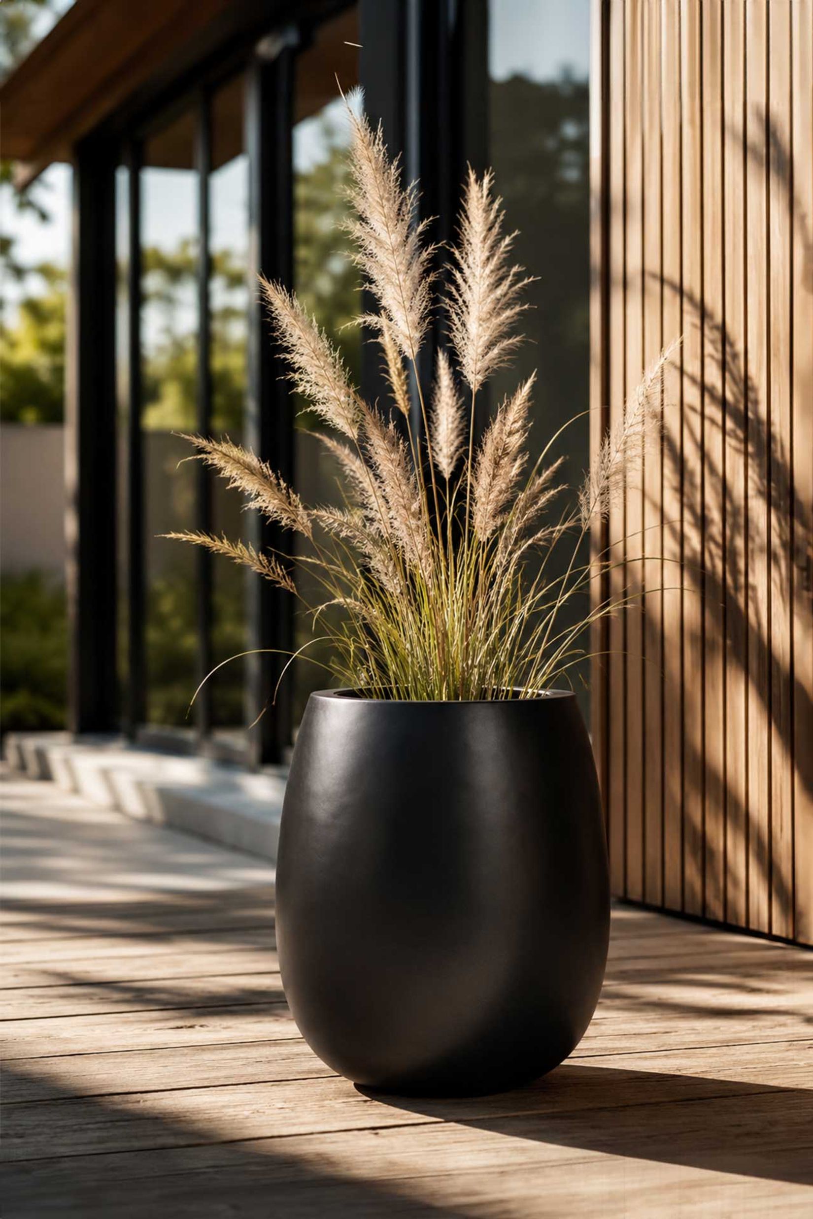 Blumentopf BALAO Fiberglas 40x50 cm Schwarz