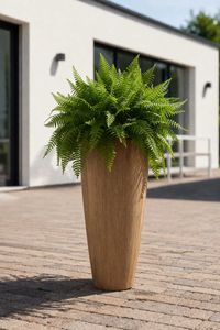 Exklusiver Pflanzkübel Fiberglas "City", Beige Geriffelt