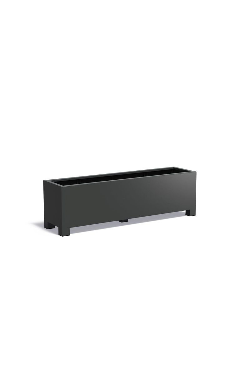 Pflanzkasten Blumenkasten eckig mit Füßen Aluminium BOXA FEET Schwarzgrau Matt
