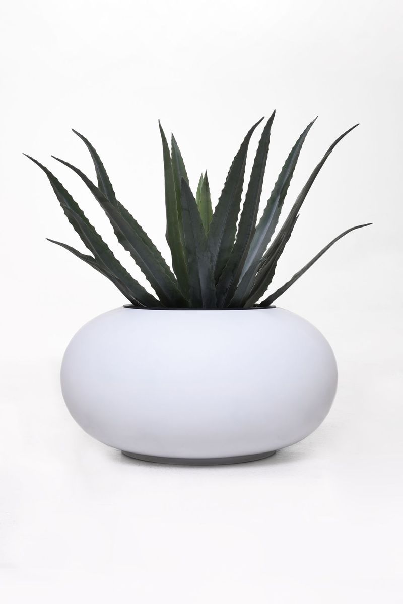 Pflanzkübel Blumentopf rund Fiberglas VIGLIA Weiß Matt | 101021085427