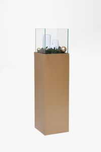 Windlichtsäule Schaukasten Kerzenhalter Windlicht CANDELA Gold Matt