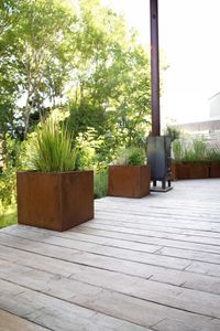 Pflanzkübel Blumenkübel Cortenstahl "Block" Würfel, Rostbraun