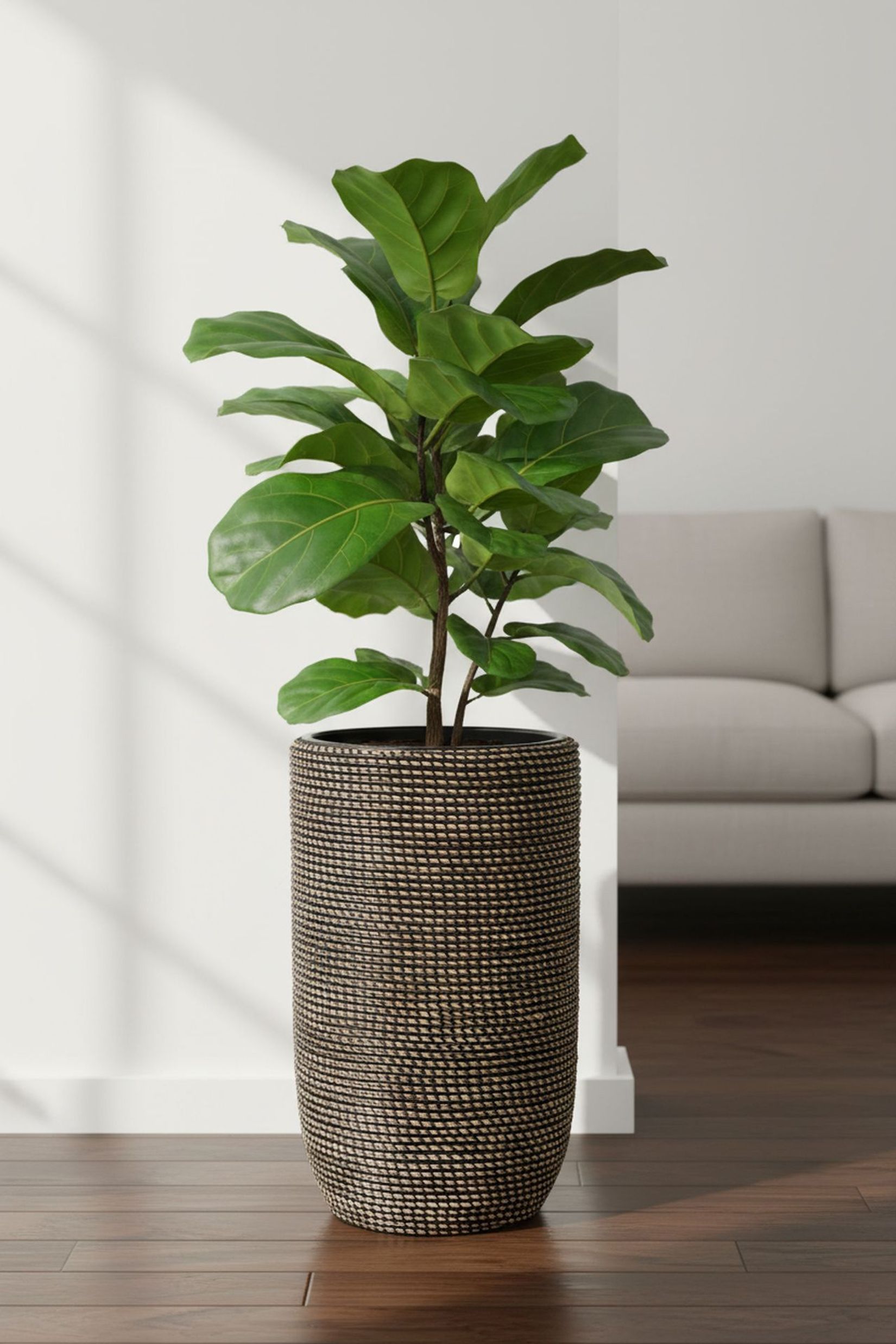 Pflanzkübel Rattan MACETA Schwarz Natur