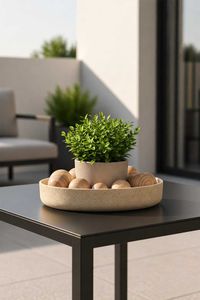 Pflanzschale ORYVEN Fiberglas 30x5 cm Beige