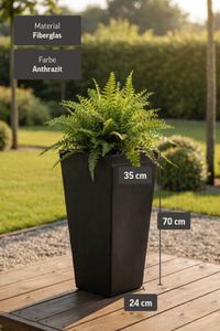 Pflanzkübel Blumenkübel Fiberglas "Classic", Anthrazit