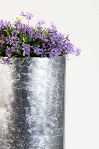 Pflanzgefäß Bodenvase SOLERIO Fiberglas Silber Hochglanz