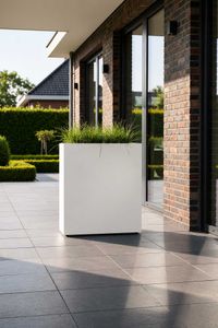 Raumteiler mit Rollen ELEMENTO pulverbeschichteter Edelstahl 88x30x100 cm Beige