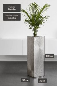 Pflanzkübel BLOCK Fiberglas 30x30x100 cm Silber