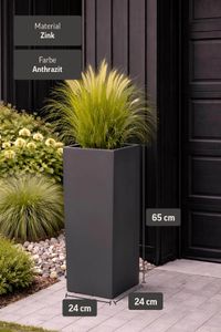 Pflanzkübel Blumenkübel Zink "Block", Anthrazit