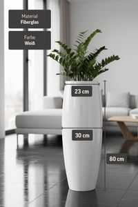Exklusiver Pflanzkübel Fiberglas "Magnum" Weiß Hochglanz