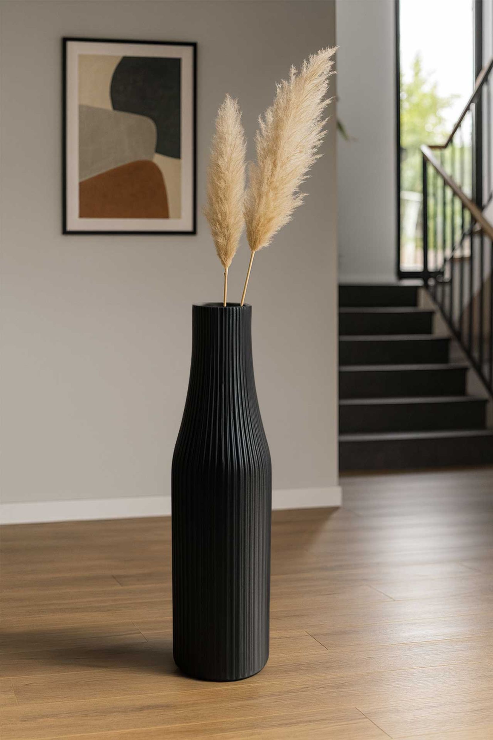Bodenvase Fiberglas VERTIGO Schwarz Matt