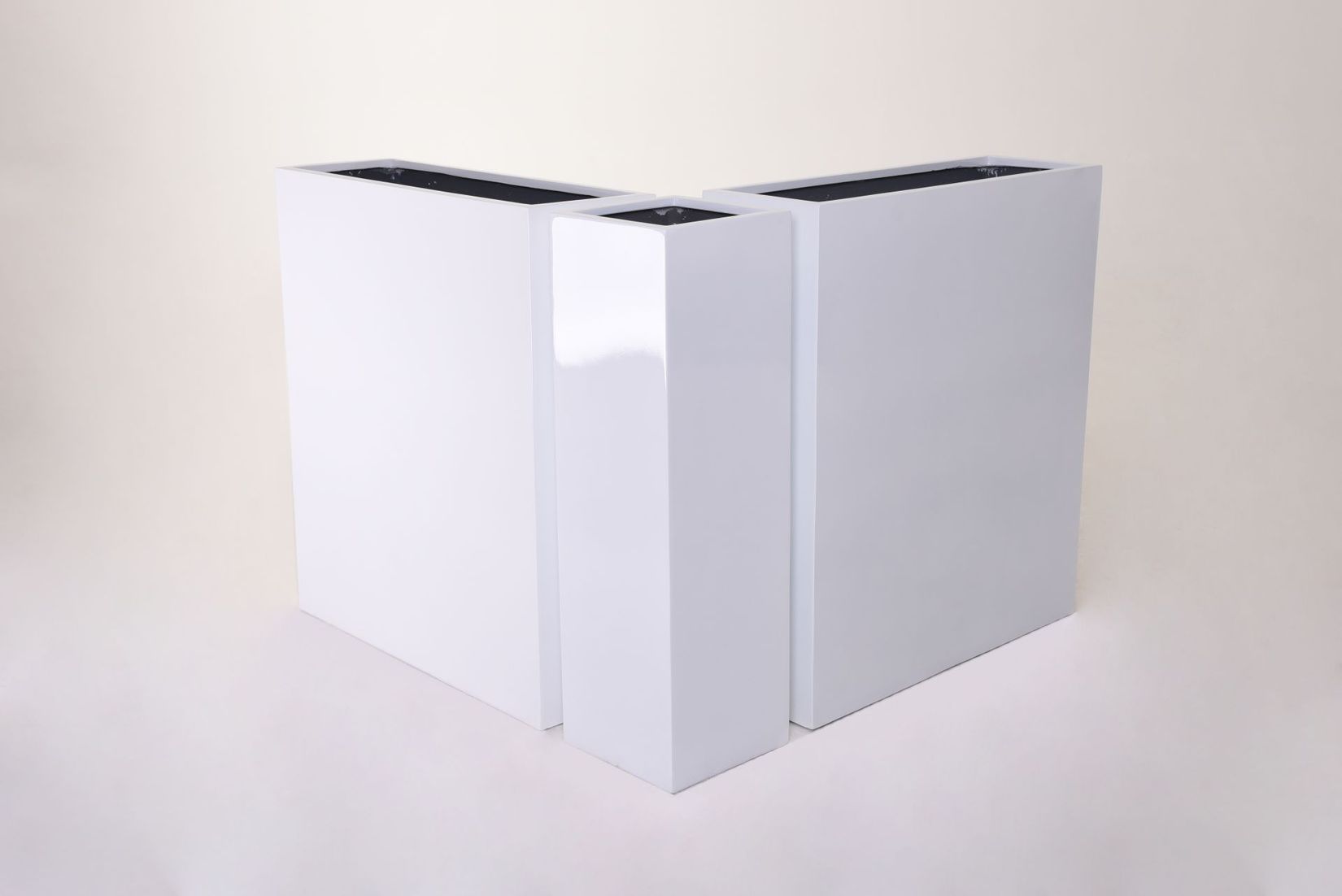 Pflanzkübel Raumteiler Eckkombination Fiberglas "Corner" 100, Weiß Hochglanz