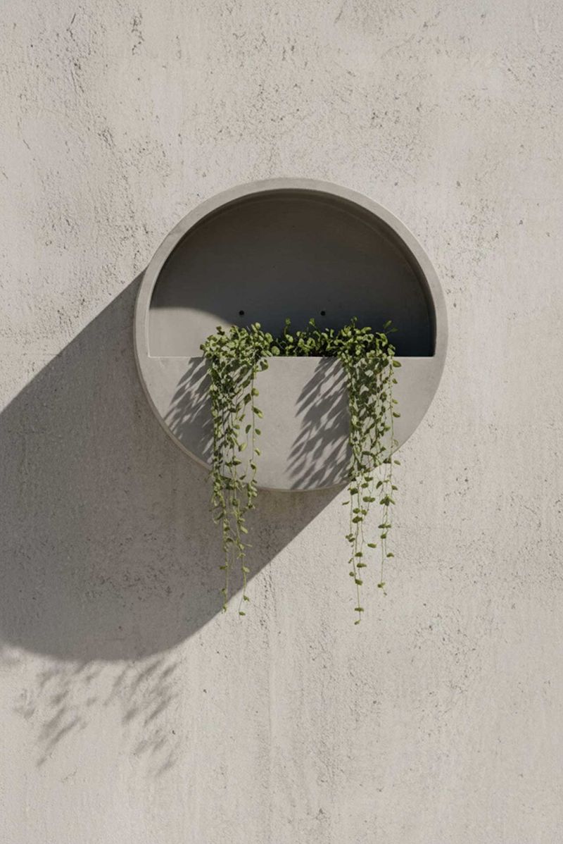 Wandtopf Wandkübel Wandblumentopf MURA Fiberglas Grau | 30x9 cm | 139030121930