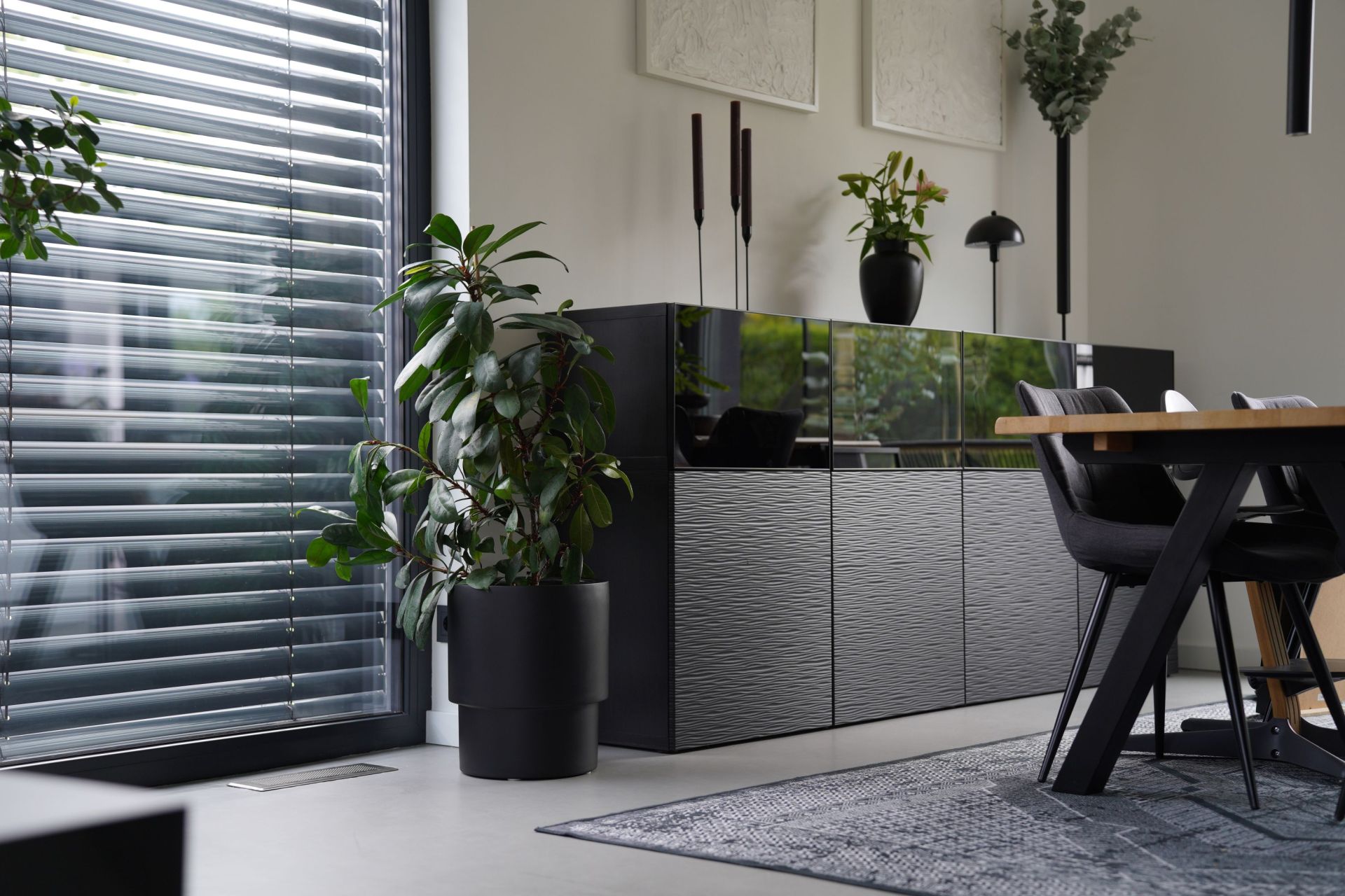 Blumentopf Pflanzkübel Fiberglas ESCADA Schwarz Matt