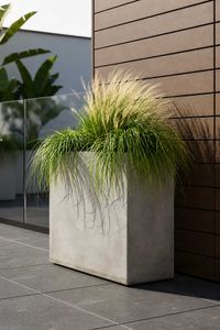 Pflanzkübel Raumteiler Fiberglas "Elemento", Beton-Design, Grau
