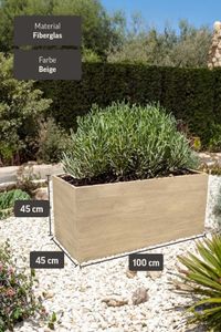 Pflanzkübel Pflanztrog Fiberglas "Maxi", Beige gestreift