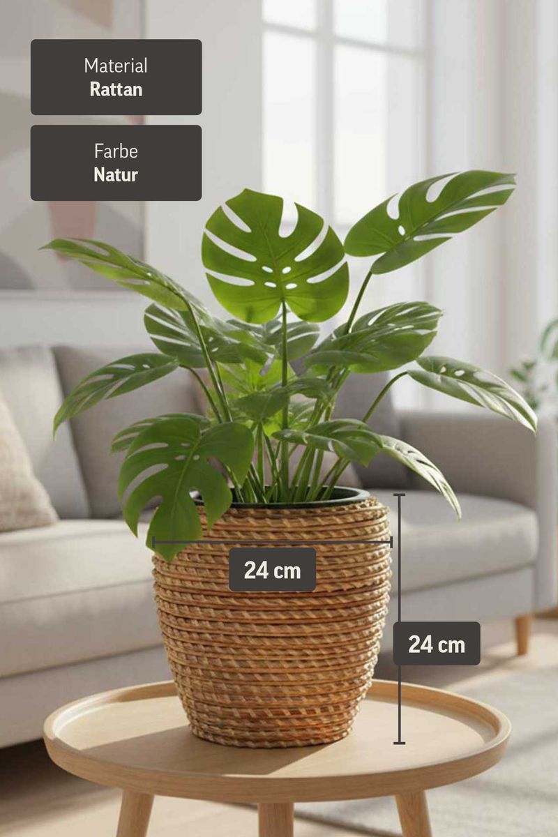 Pflanzkübel Rattan MASTELLO Natur | 24x24 cm | 735101353535