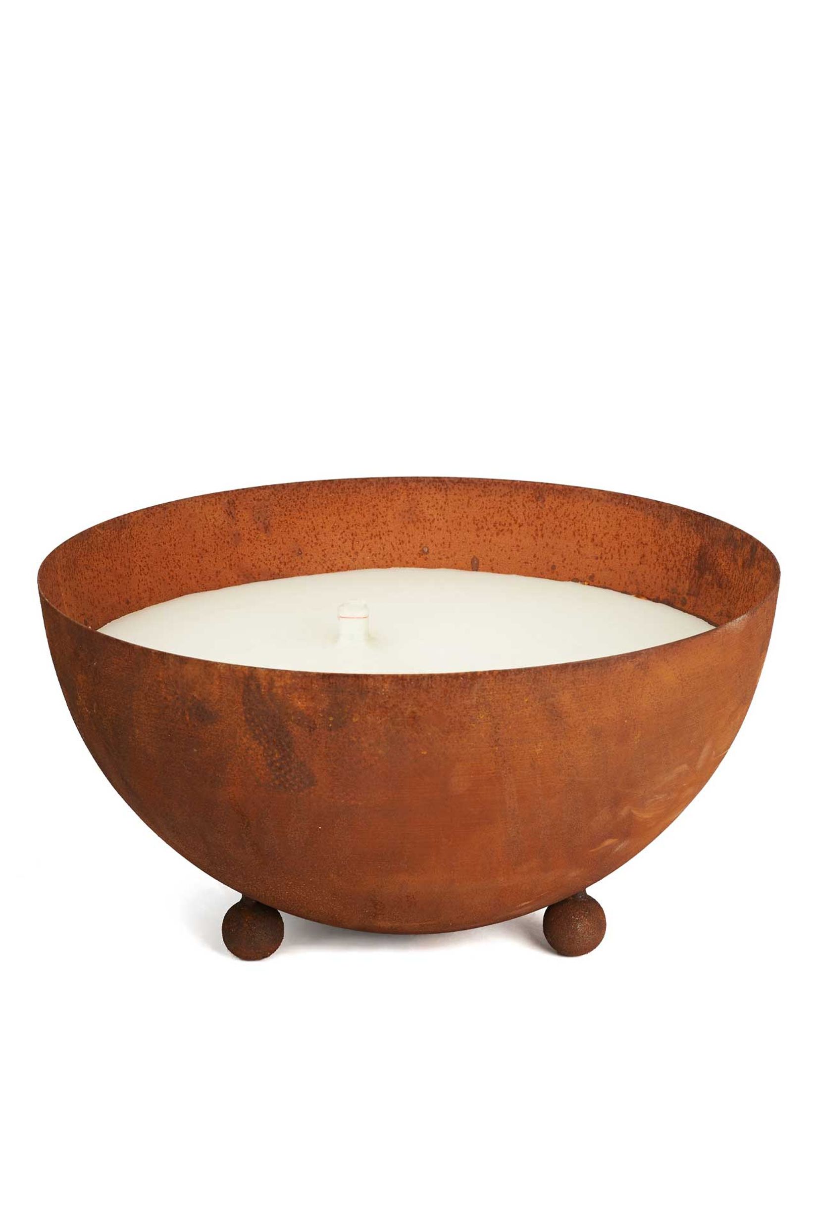 Schale mit Kerze Cortenstahl Halbkugel SOPLAR