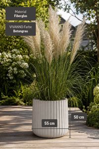 Blumentopf VEKRA ARC Fiberglas 48x50 cm Grau