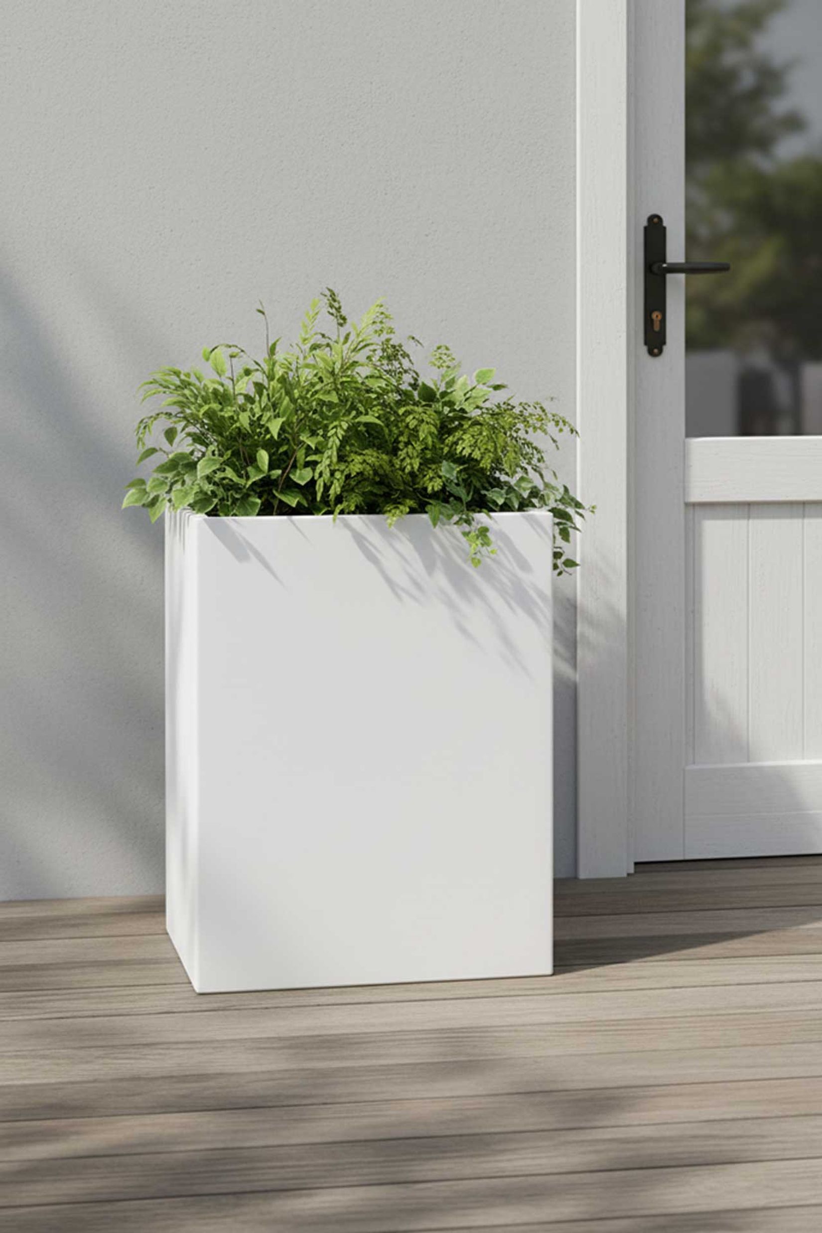 Pflanzkübel Raumteiler Fiberglas "Elemento", Weiß Matt