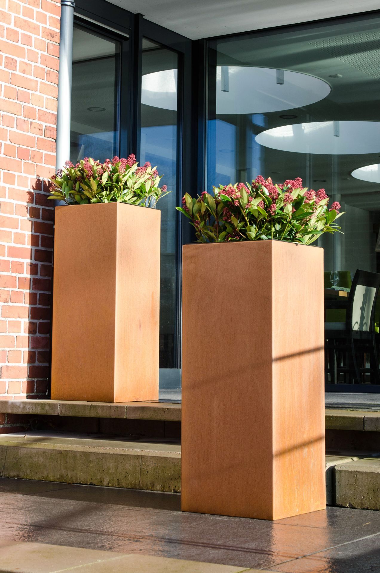 Pflanzkübel Blumenkübel Cortenstahl "Block" Säule, Rostbraun