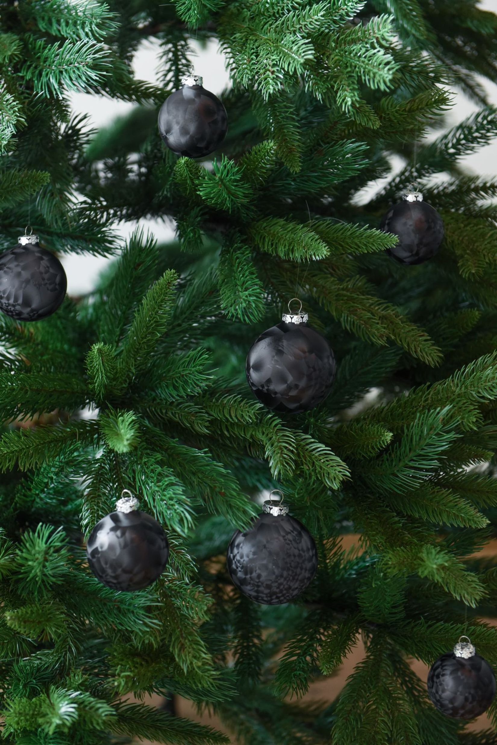 Weihnachtskugeln Weihnachtsbaumkugeln Glas Eislack Eis ICY 18-teilig Schwarz