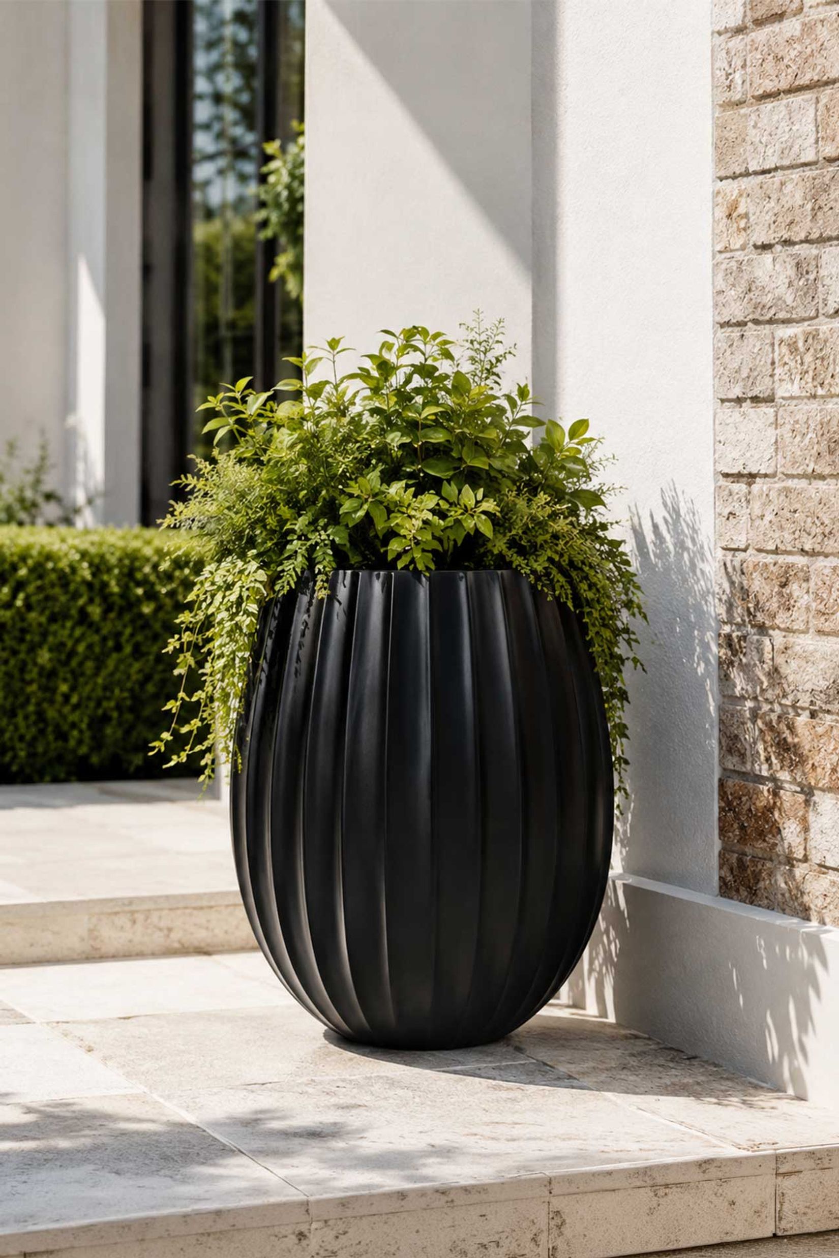 Blumentopf BALAO ARC Fiberglas 39x50 cm Schwarz