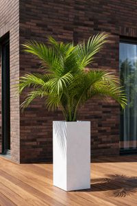 Pflanzkübel Blumenkübel Fiberglas "Block" Säule, Weiß Matt