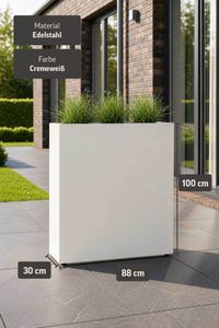 Raumteiler mit Rollen ELEMENTO pulverbeschichteter Edelstahl 88x30x100 cm Beige