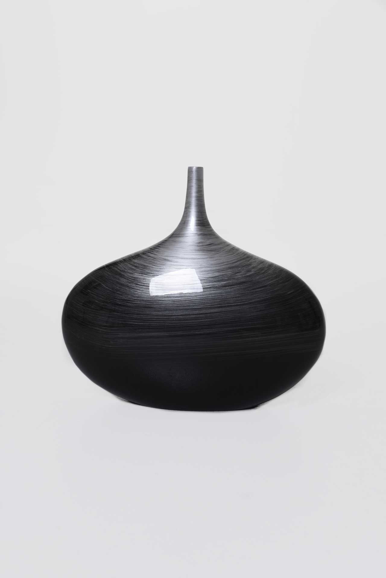 Dekovase Tischvase Fiberglas BELEZA Schwarz Silber | 654131933