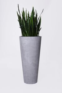 Pflanzkübel Blumenkübel Fiberglas "Rondo Classico", Beton-Design, Grau
