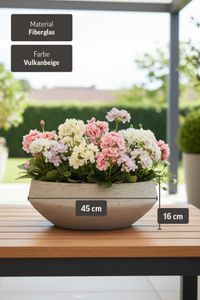 Pflanzschale Dekoschale Fiberglas SKRELLE Vulkanbeige
