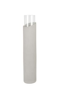 Windlichtsäule CANDRA Fiberglas 22x111 cm Grau
