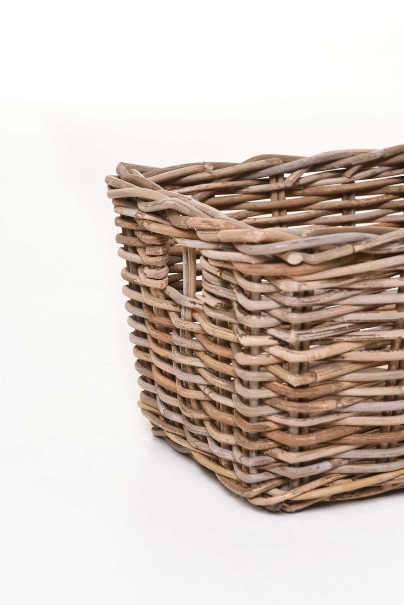 Aufbewahrungskorb Dekokorb Rattan CESTA Grau Natur | 33x26x20 cm | 80001310134