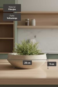 Pflanzschale Dekoschale Fiberglas SKRELLE Vulkanbeige