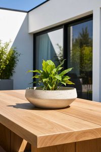Pflanzschale Dekoschale Fiberglas SKRELLE Vulkanbeige