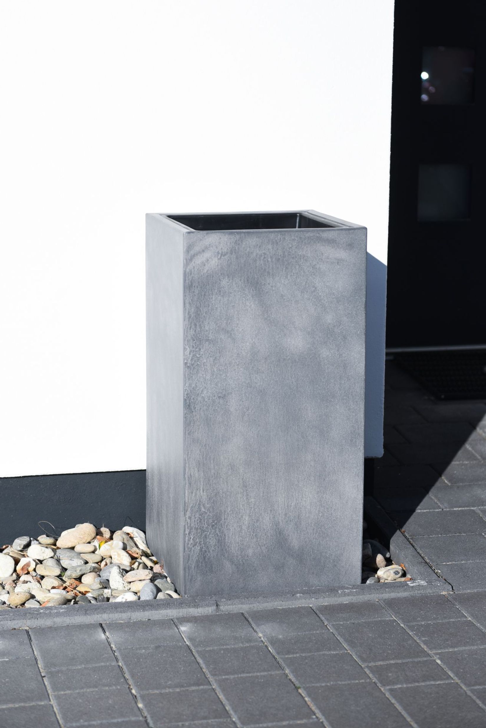 Pflanzkübel Blumenkübel Fiberzement "Block" Säule, Grau