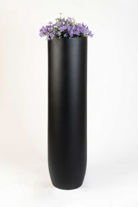 Pflanzgefäß Bodenvase SOLERIO Fiberglas Schwarz Matt