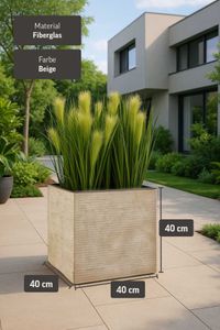 Pflanzkübel Blumenkübel Fiberglas "Block" Würfel, Beige gestreift Pflanzkübel Blumenkübel Fiberglas "Block" Würfel, Beige gestreift