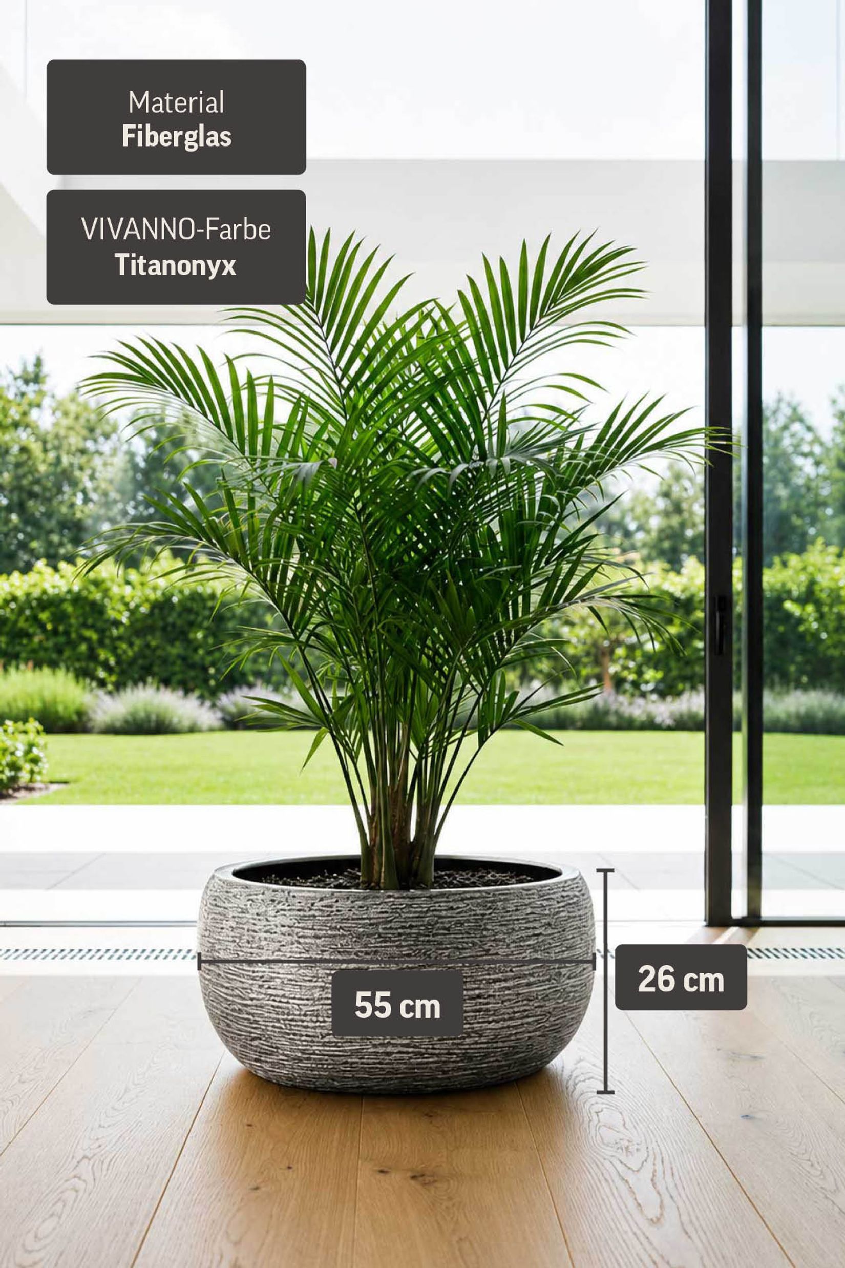 Pflanztopf POTTA Fiberglas 55x26 cm Silber Pflanztopf POTTA Fiberglas 55x26 cm Silber